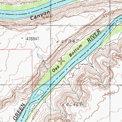 Topographic Map of Oak Bottom, UT