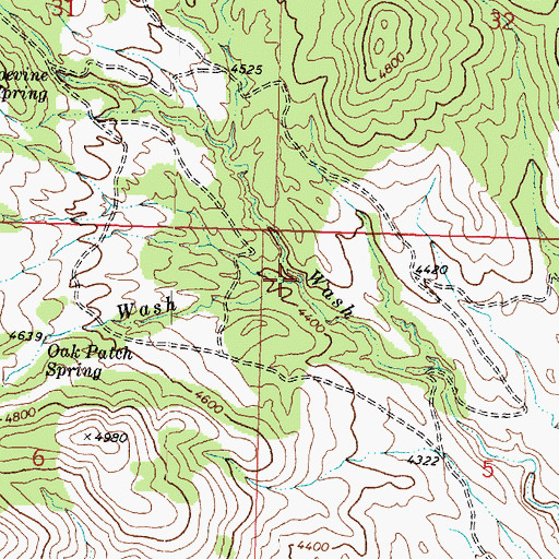 Topographic Map of Oak Patch Wash, UT