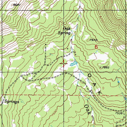 Topographic Map of Oak Spring, UT