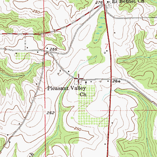 Topographic Map of Pleasant Valley Cemetery, AL