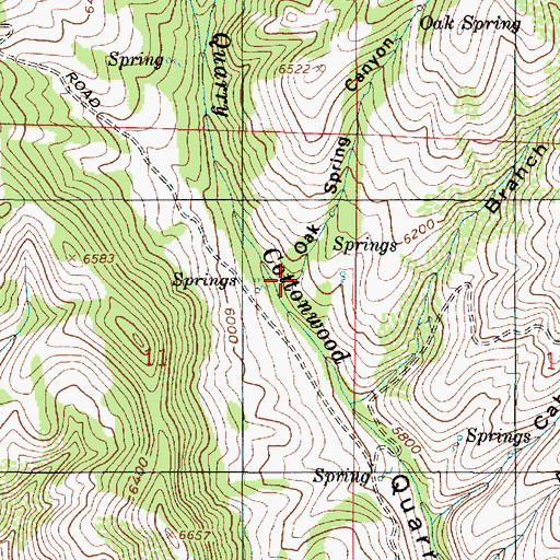 Topographic Map of Oak Spring Canyon, UT