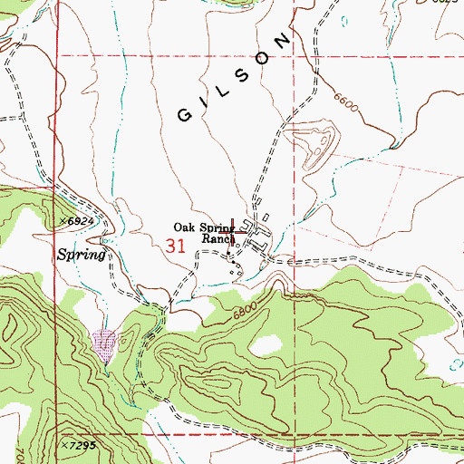 Topographic Map of Oak Spring Ranch, UT
