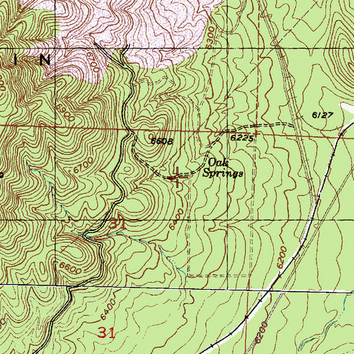 Topographic Map of Oak Springs, UT