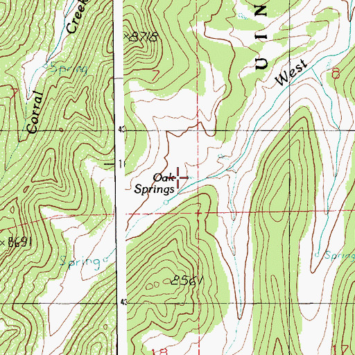 Topographic Map of Oak Springs, UT