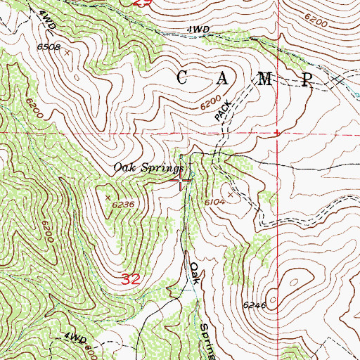 Topographic Map of Oak Springs, UT