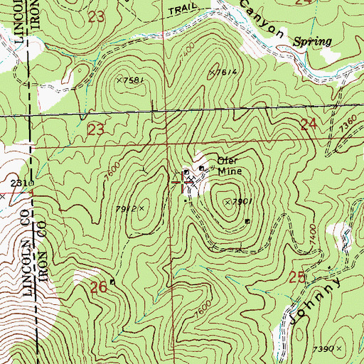 Topographic Map of Ofer Mine, UT