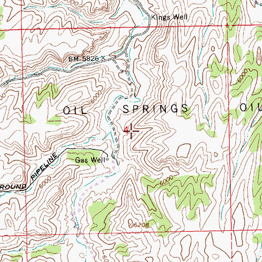 Topographic Map of Oil Springs Oil and Gas Field, UT