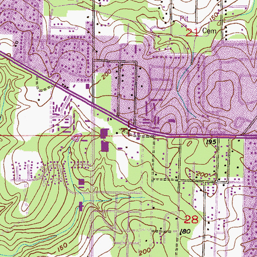 Topographic Map of Airport Boulevard Baptist Church, AL
