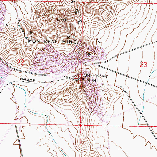 Topographic Map of Old Hickory Mine, UT