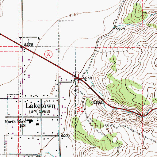 Topographic Map of Old Laketown Canyon, UT