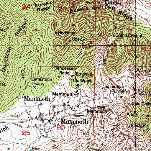 Topographic Map of Old Opex, UT