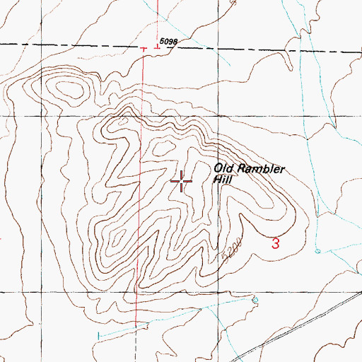 Topographic Map of Old Rambler Hill, UT