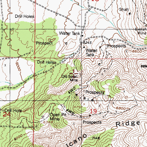 Topographic Map of Old Susan Mine, UT