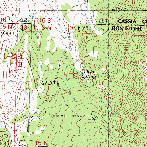 Topographic Map of Oliver Spring, UT