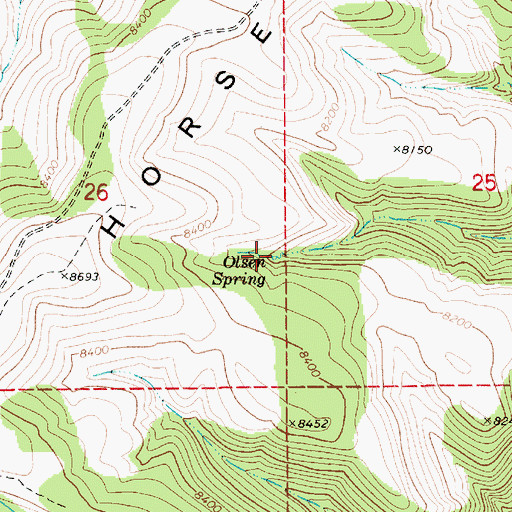 Topographic Map of Olsen Spring, UT