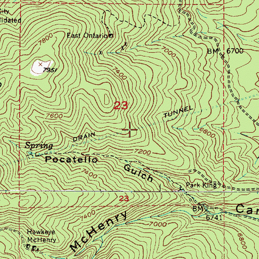 Topographic Map of Ontario Drain Tunnel, UT