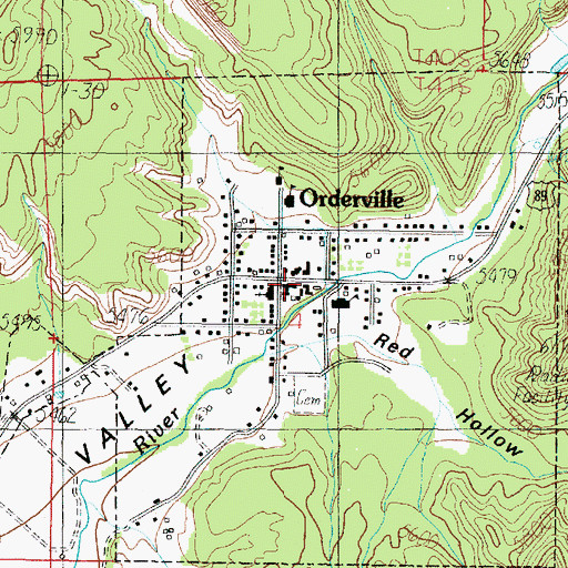Topographic Map of Orderville, UT