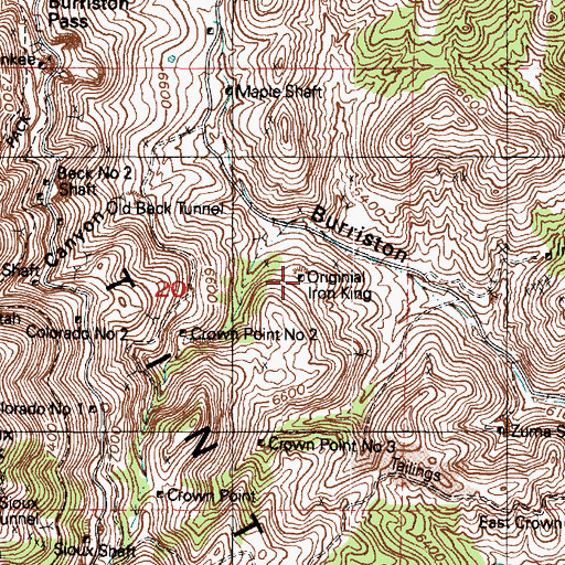 Topographic Map of Original Iron King, UT