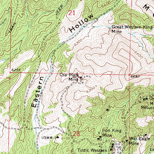 Topographic Map of Oro Plata Mine, UT