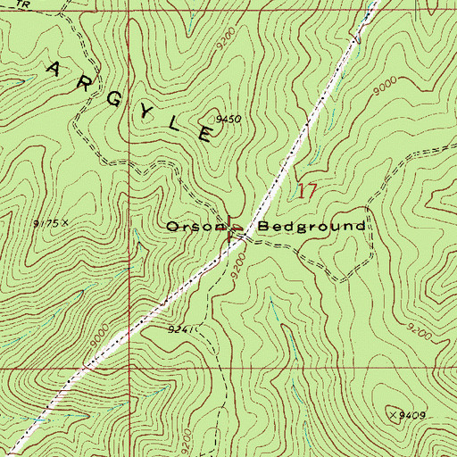 Topographic Map of Orson Bedground, UT