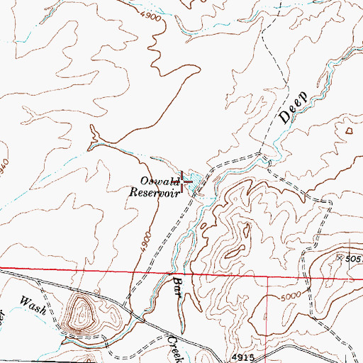 Topographic Map of Oswald Reservoir, UT