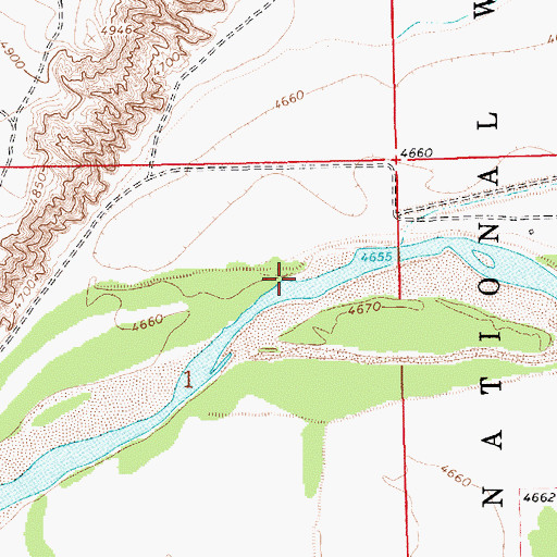 Topographic Map of Ouray National Wildlife Refuge, UT