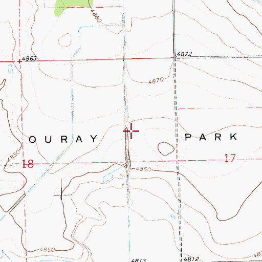 Topographic Map of Ouray Park, UT