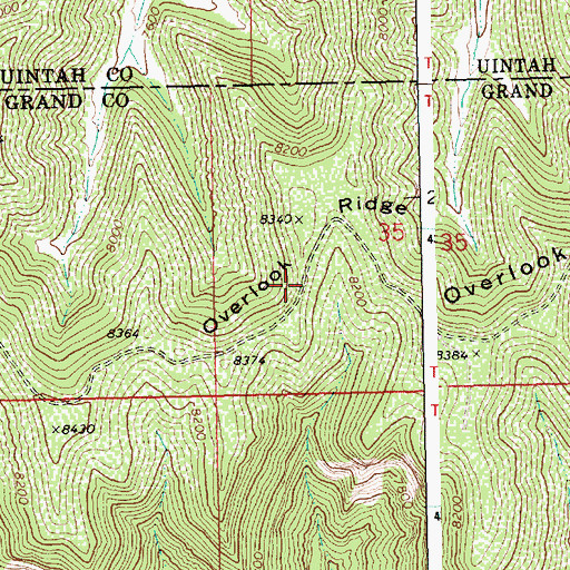 Topographic Map of Overlook Ridge, UT