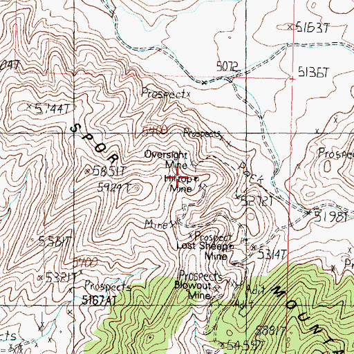 Topographic Map of Oversight Mine, UT