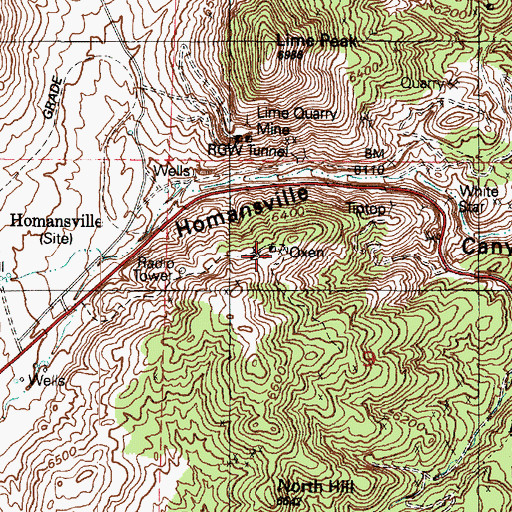 Topographic Map of Oxen, UT