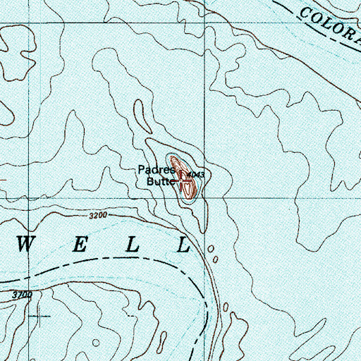 Topographic Map of Padres Butte, UT
