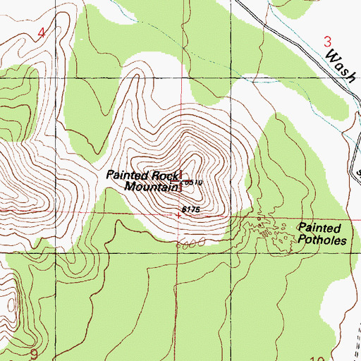 Topographic Map of Painted Rock Mountain, UT
