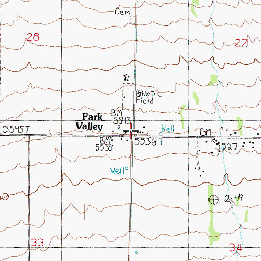 Topographic Map of Park Valley, UT