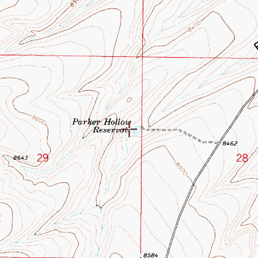 Topographic Map of Parker Hollow Reservoir, UT