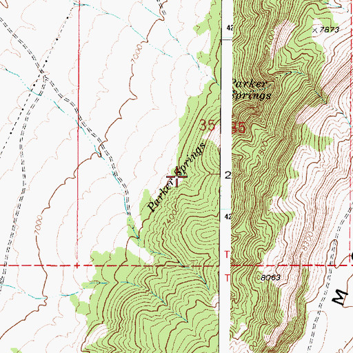 Topographic Map of Parker Springs, UT