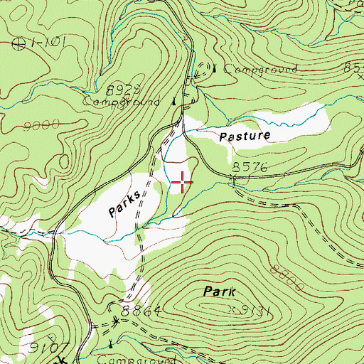 Topographic Map of Parks Pasture, UT