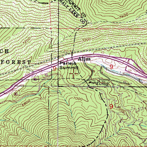 Topographic Map of Parleys Summit, UT