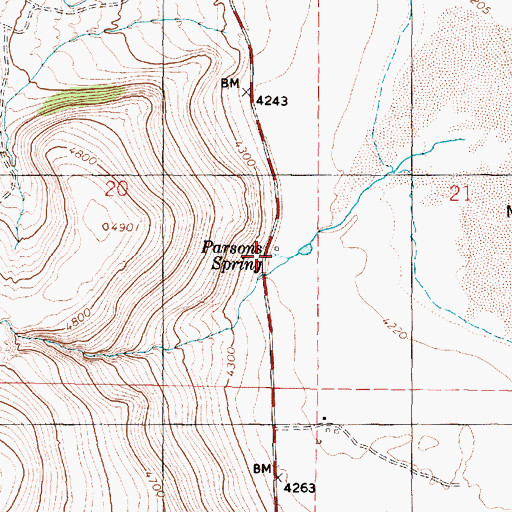 Topographic Map of Parsons Spring, UT