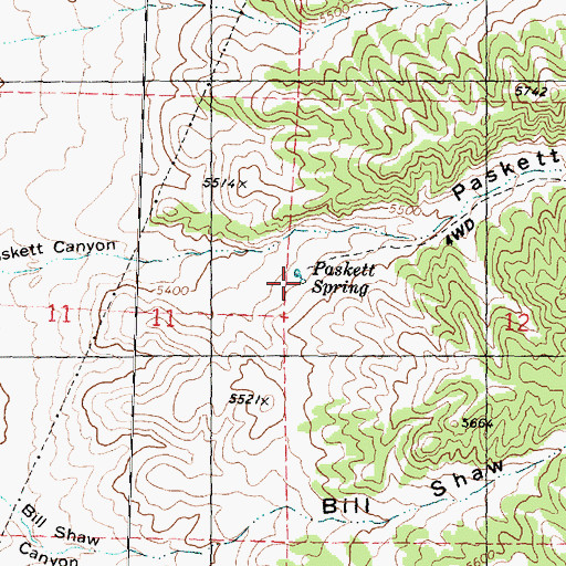 Topographic Map of Paskett Spring, UT