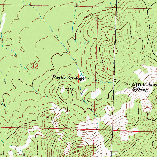Topographic Map of Peaks Spring, UT
