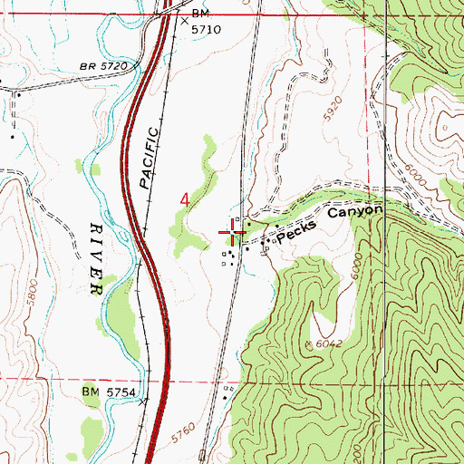 Topographic Map of Pecks Canyon, UT