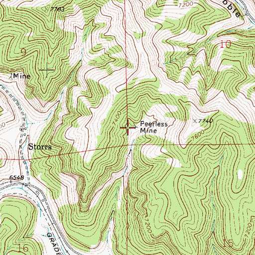 Topographic Map of Peerless Mine, UT