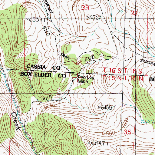 Topographic Map of Peg Leg Mine, UT