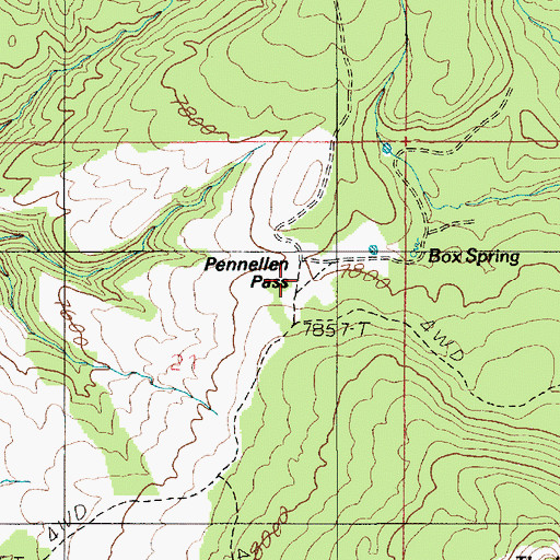 Topographic Map of Pennellen Pass, UT