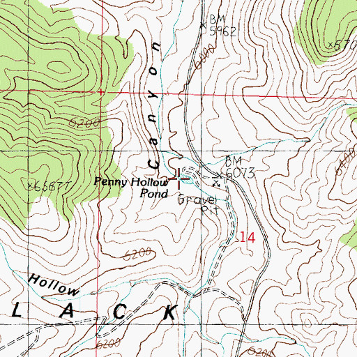 Topographic Map of Penney Hollow Pond, UT