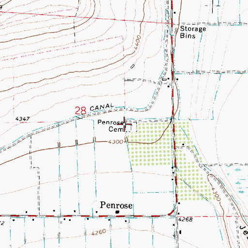 Topographic Map of Penrose Cemetery, UT