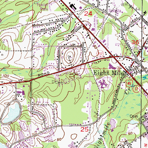 Topographic Map of Ashley Oaks, AL
