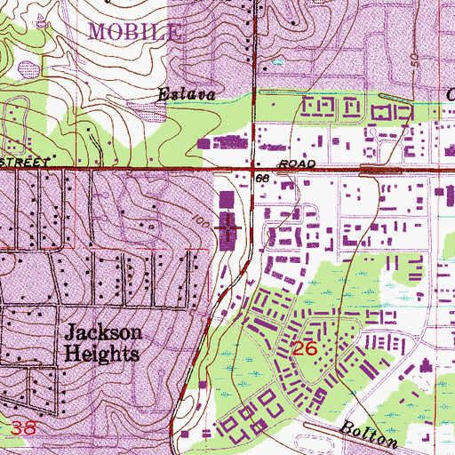 Topographic Map of Azalea Shopping Center, AL