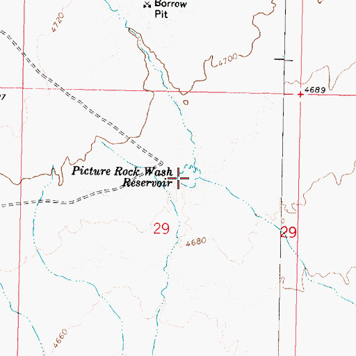 Topographic Map of Picture Rock Wash Reservoir, UT