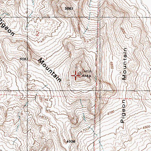 Topographic Map of Pigeon Mountain, UT